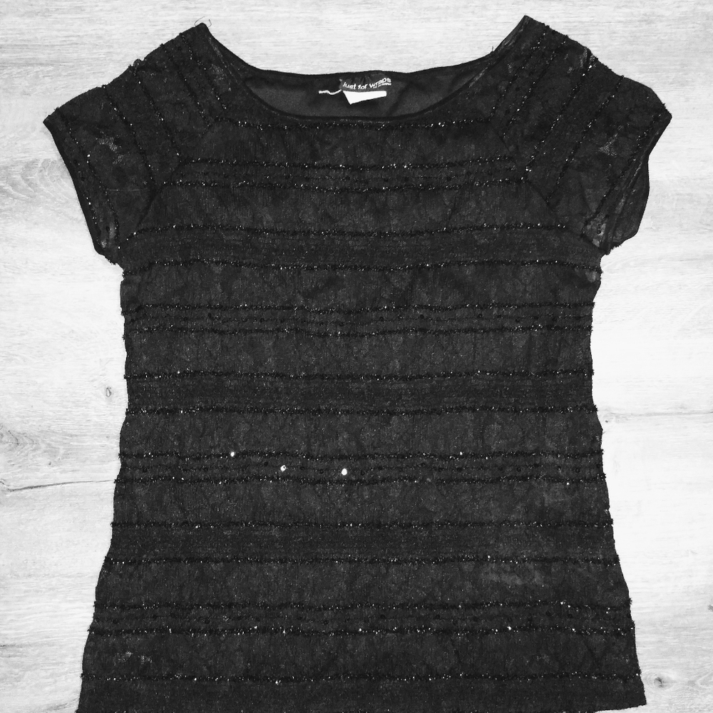 Black sparkly stretch top Sz  Large -1x